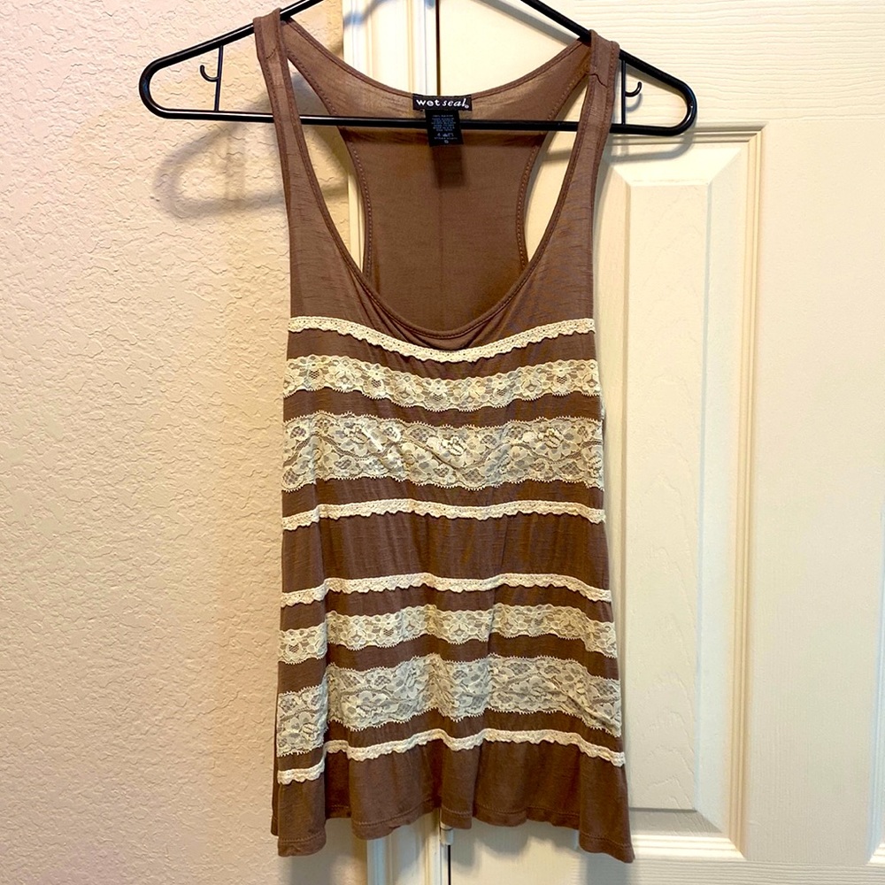 Wet Seal Western Style racer back tank top with lace detail